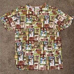 Holiday Scrub Top